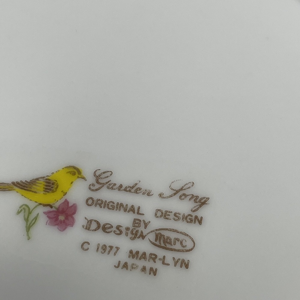 4 Vintage Snack Plates Garden Song 1977 Yellow Birds Mar-Lyn NO CUPS - Picture 4 of 9